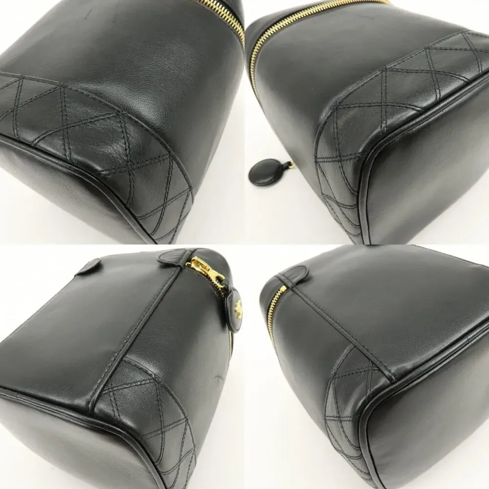 Chanel Vanity Case Lambskin Cosmetic Pouch Black